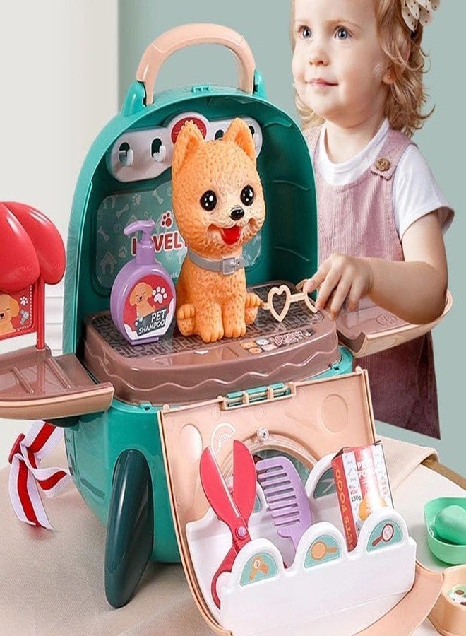 Onecado Kids Pet Toy Set with Dollhouse Furniture and Puppy Accessories - 2-in-1 Backpack Playset - Image 2
